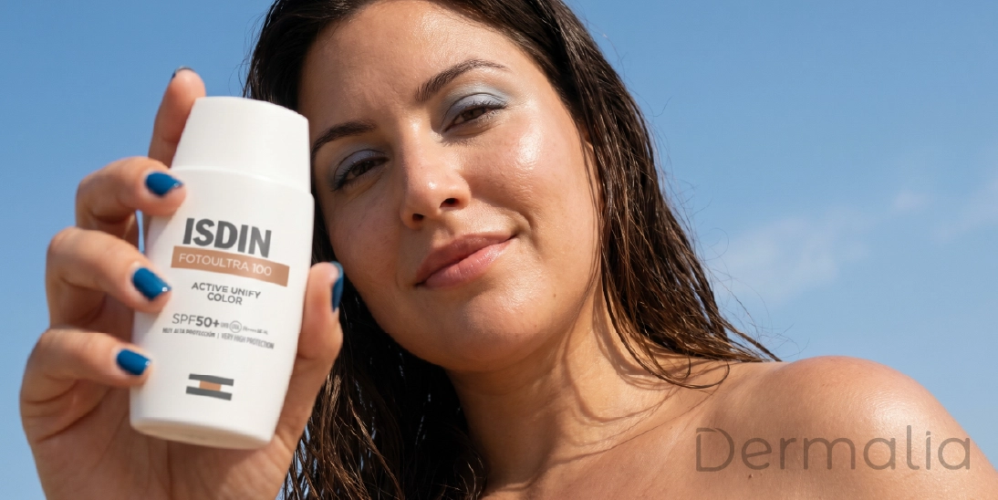 ISDIN Active Unify Color SPF 50+ para manchas solares Protector solar ISDIN Active Unify Color SPF 50+ para ayudar a unificar el tono de la piel