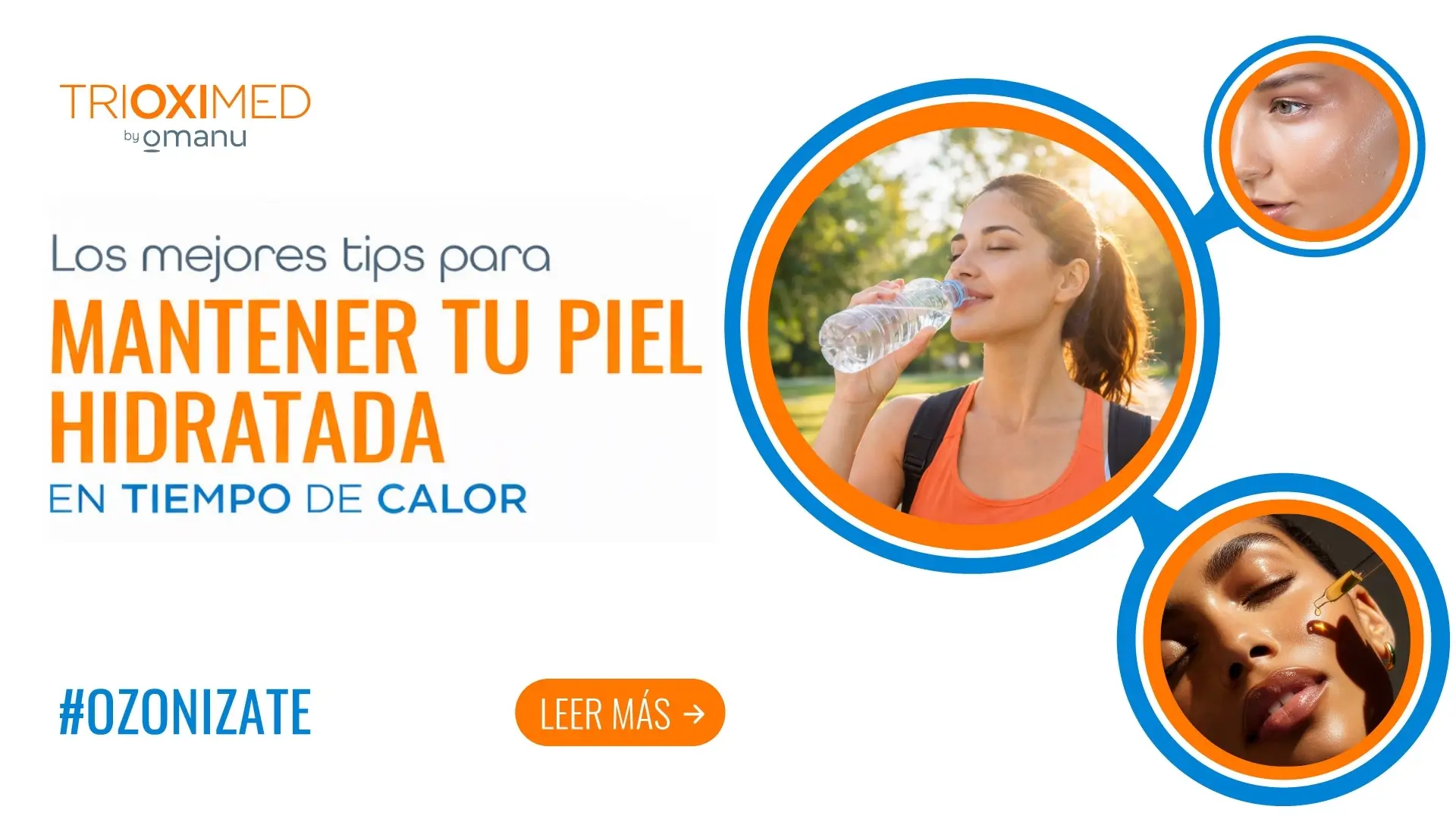Mujer aplicando serum en el rostro para mantener la piel hidratada en tiempo de calor