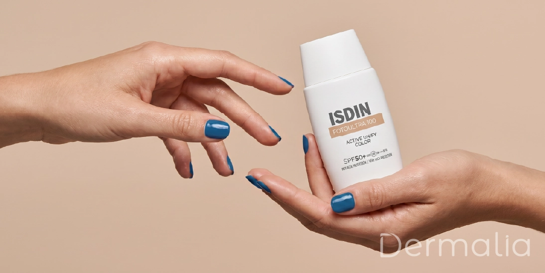 ISDIN Active Unify Color SPF 50+ para manchas solares y tono desigual. Protector solar ISDIN Active Unify Color SPF 50+ para manchas y tono desigual en la piel.
