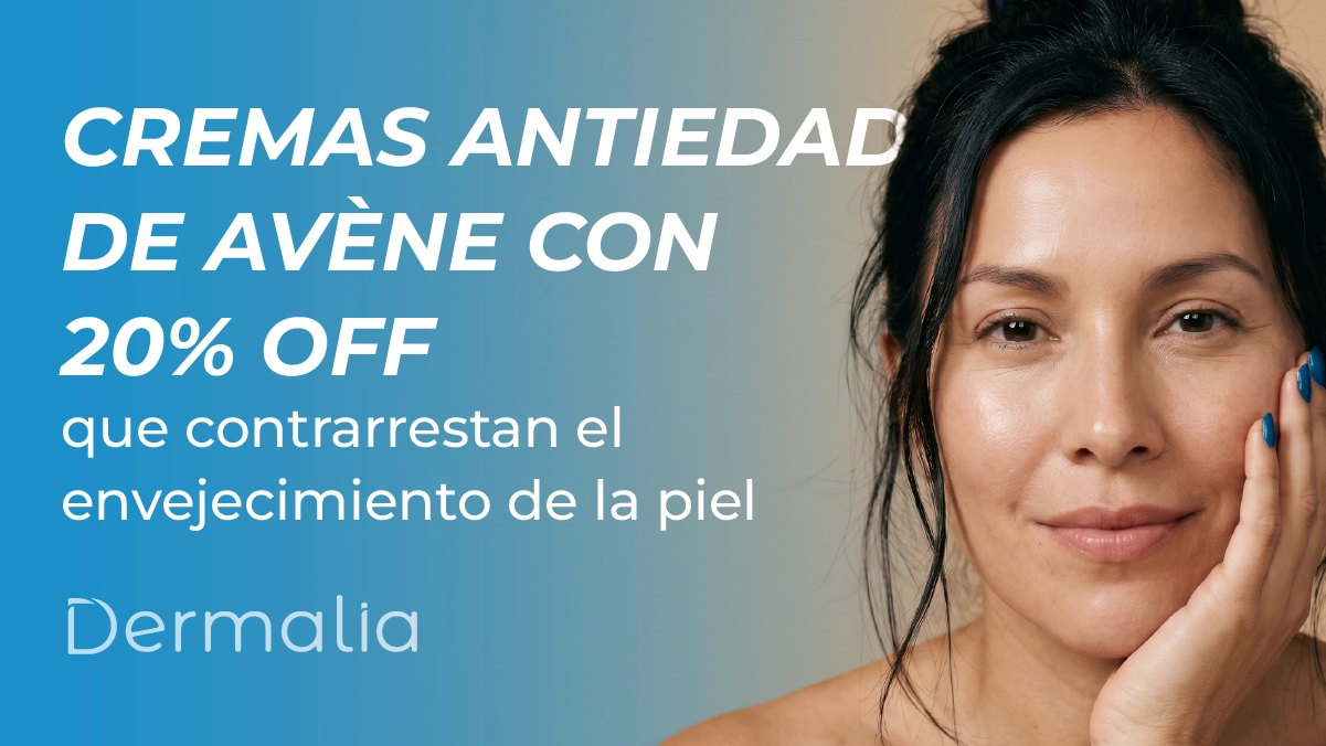 Mujer con piel luminosa acompañando artículo sobre cremas antiedad Avène con descuento para firmeza, hidratación y luminosidad facial.