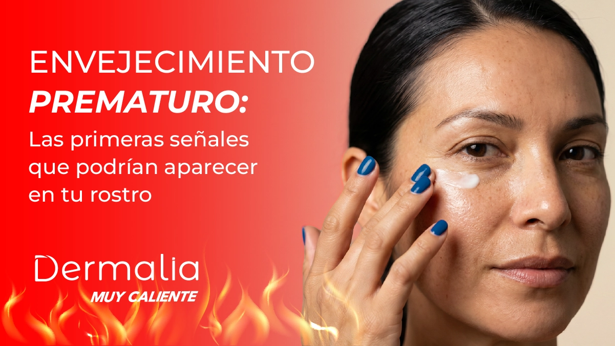 Primeras señales de envejecimiento prematuro en el rostro de una mujer aplicando crema facial.