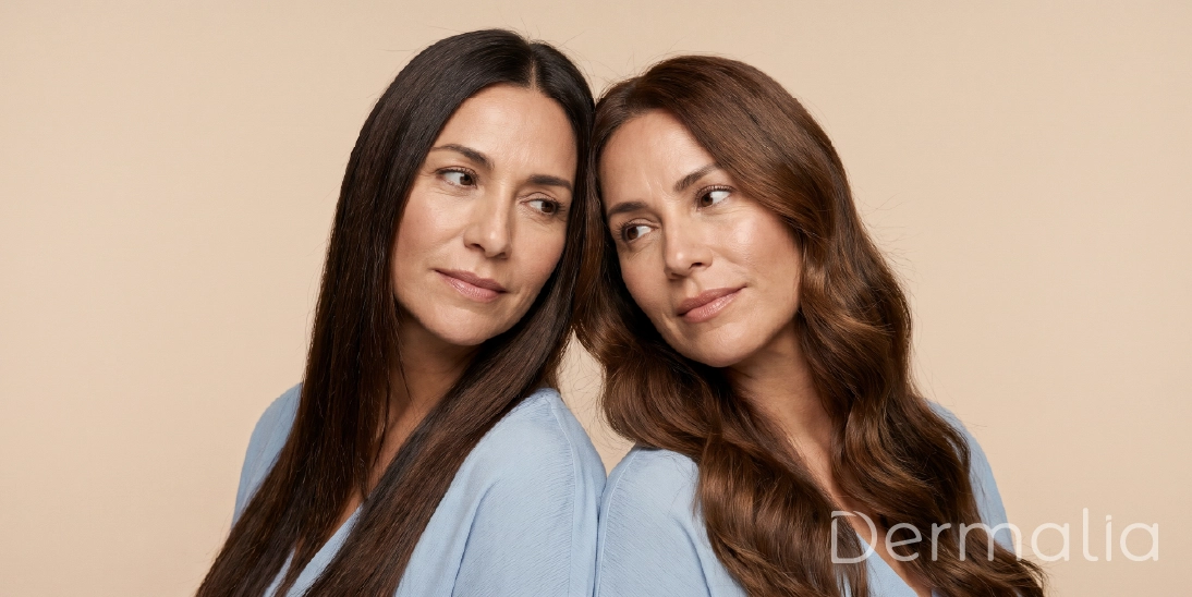 Diferencias en la densidad capilar y tipos de alopecia. Mujeres con cabello saludable mostrando distintos patrones de densidad capilar relacionados con la salud del folículo.