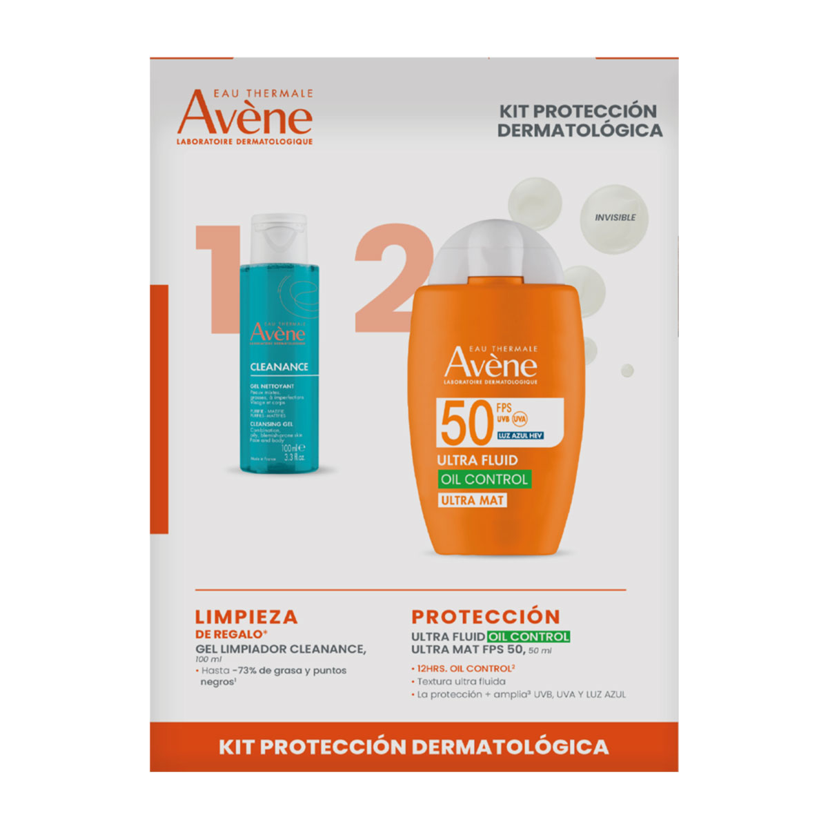 Av Kit Solares Avene Ultra Fluid Ultra Mat Oil Control 50Ml + Clenance Gel Limpiador 100Ml