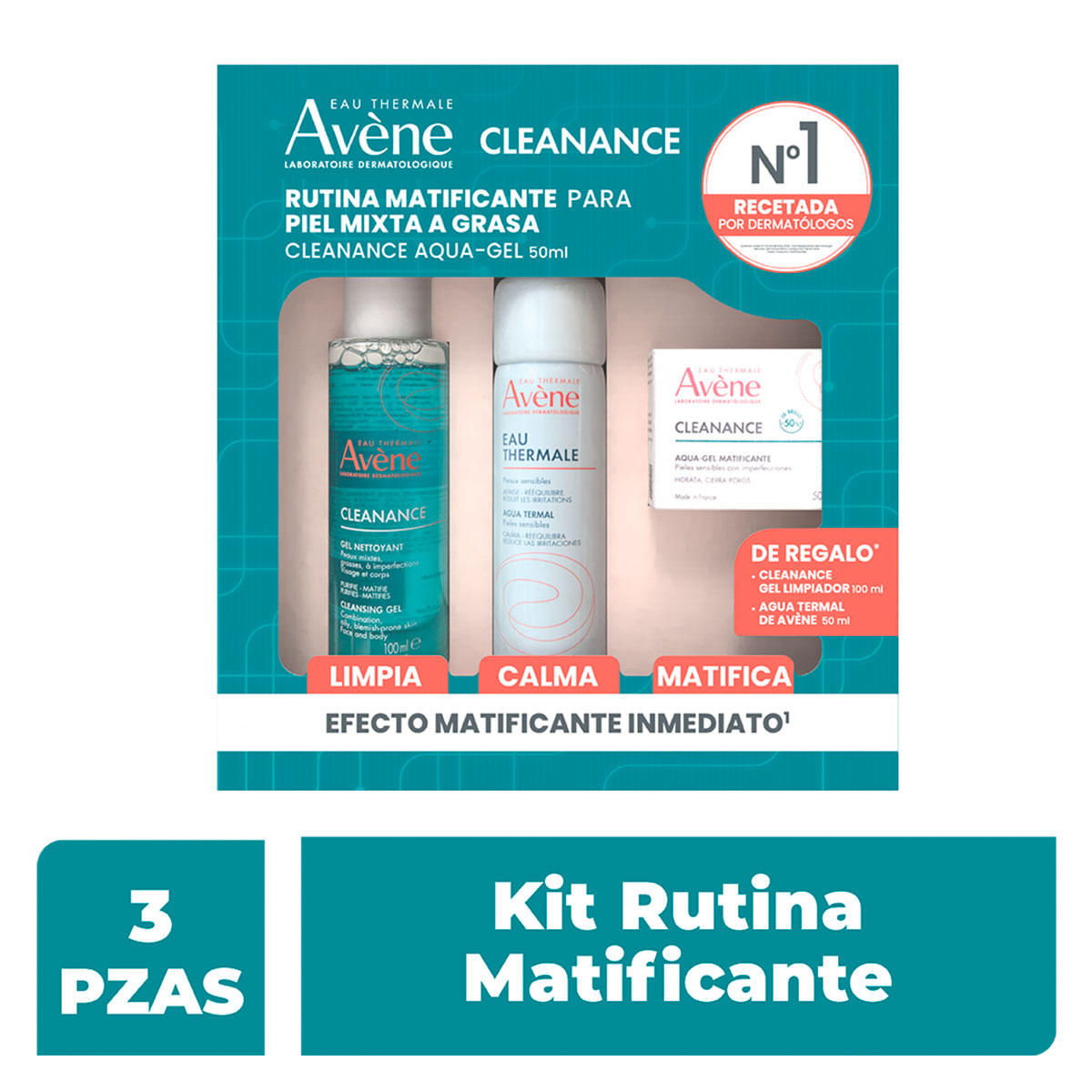 producto-Avene Kit Cleanance Aqua Gel 50Ml + Agua Termal 50 Ml + Cleanance Gel 100Ml