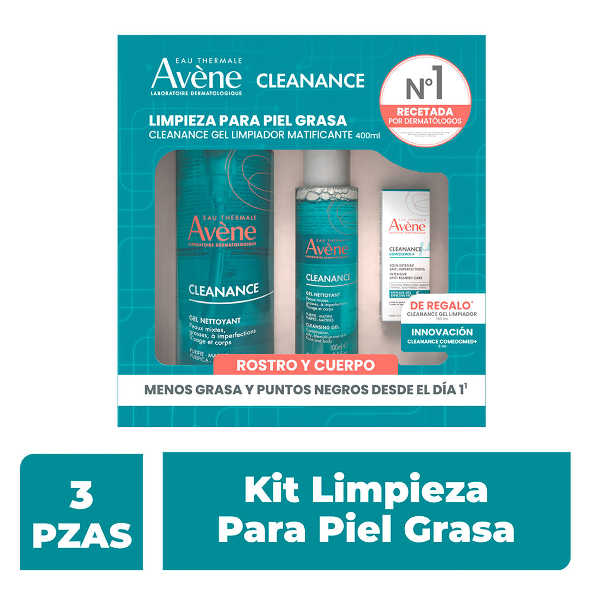 producto-Avene Kit Cleanance Gel 400Ml + Cleanance Gel 100Ml + Cleanance Comedomed 5Ml
