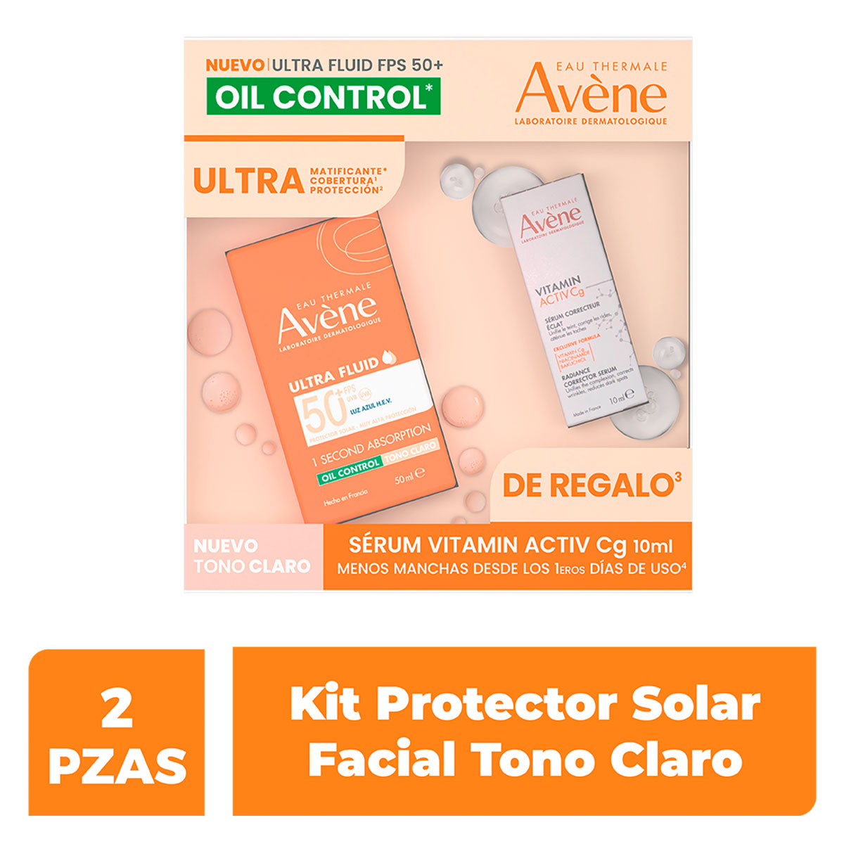 producto-Avene Kit Ultra Fluid Tono Claro 50 Ml + Vitamin Activ C 10Ml