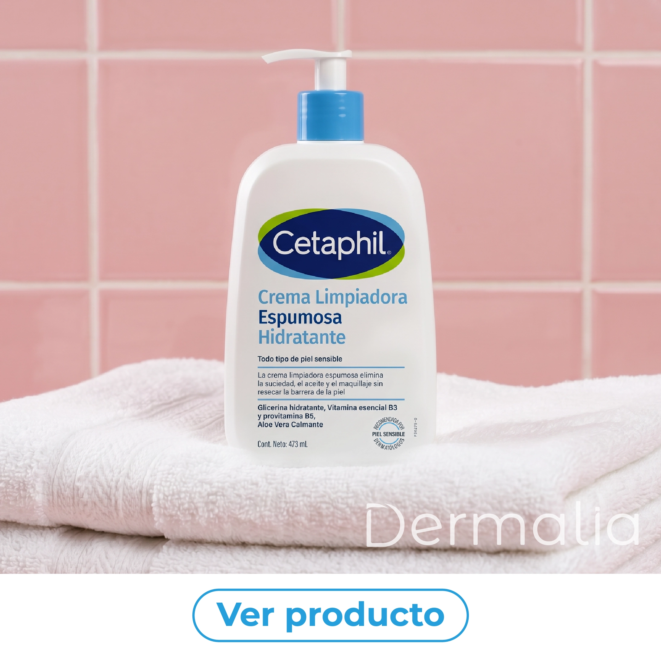 Cetaphil Crema Limpiadora Espumosa Hidratante para limpiar el rostro, eliminar impurezas y mantener la hidratación de la piel.