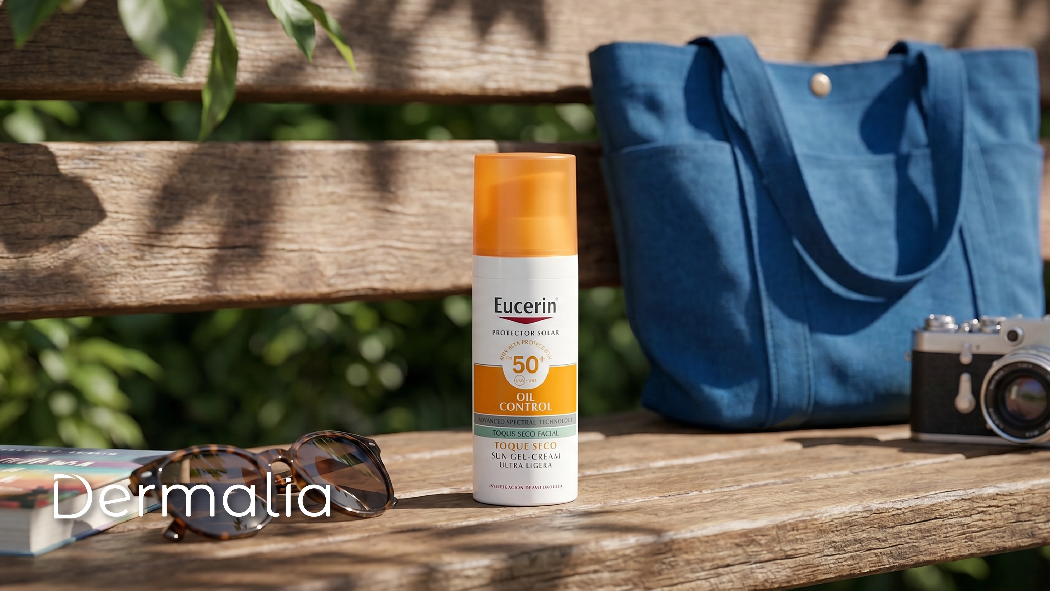 Protector solar Eucerin Oil Control FPS 50+ con acabado toque seco para proteger la piel del daño solar y el fotoenvejecimiento.