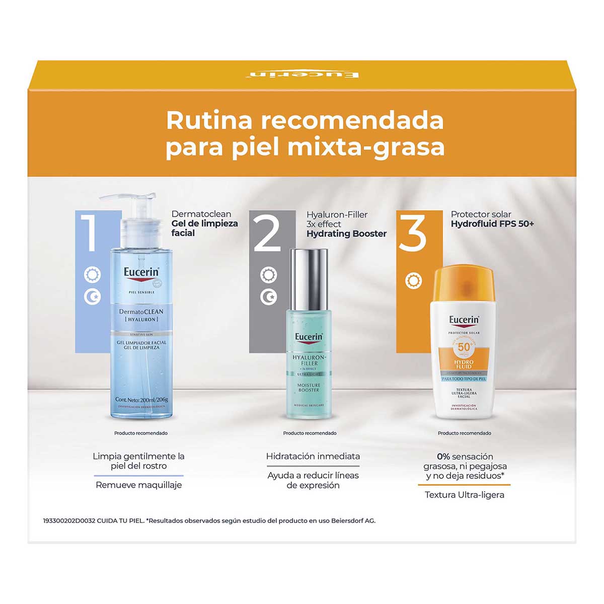 Pack Eucerin Sun Face Hydro Fluid Fps50+ 50Ml + Dermatoclean Gel 200Ml