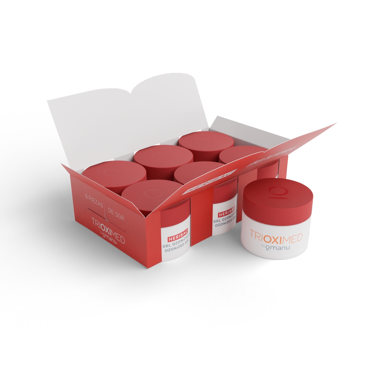Heribac Paquete 6 Piezas Gel Ozonizado 5 G -Trioximed By Omau 