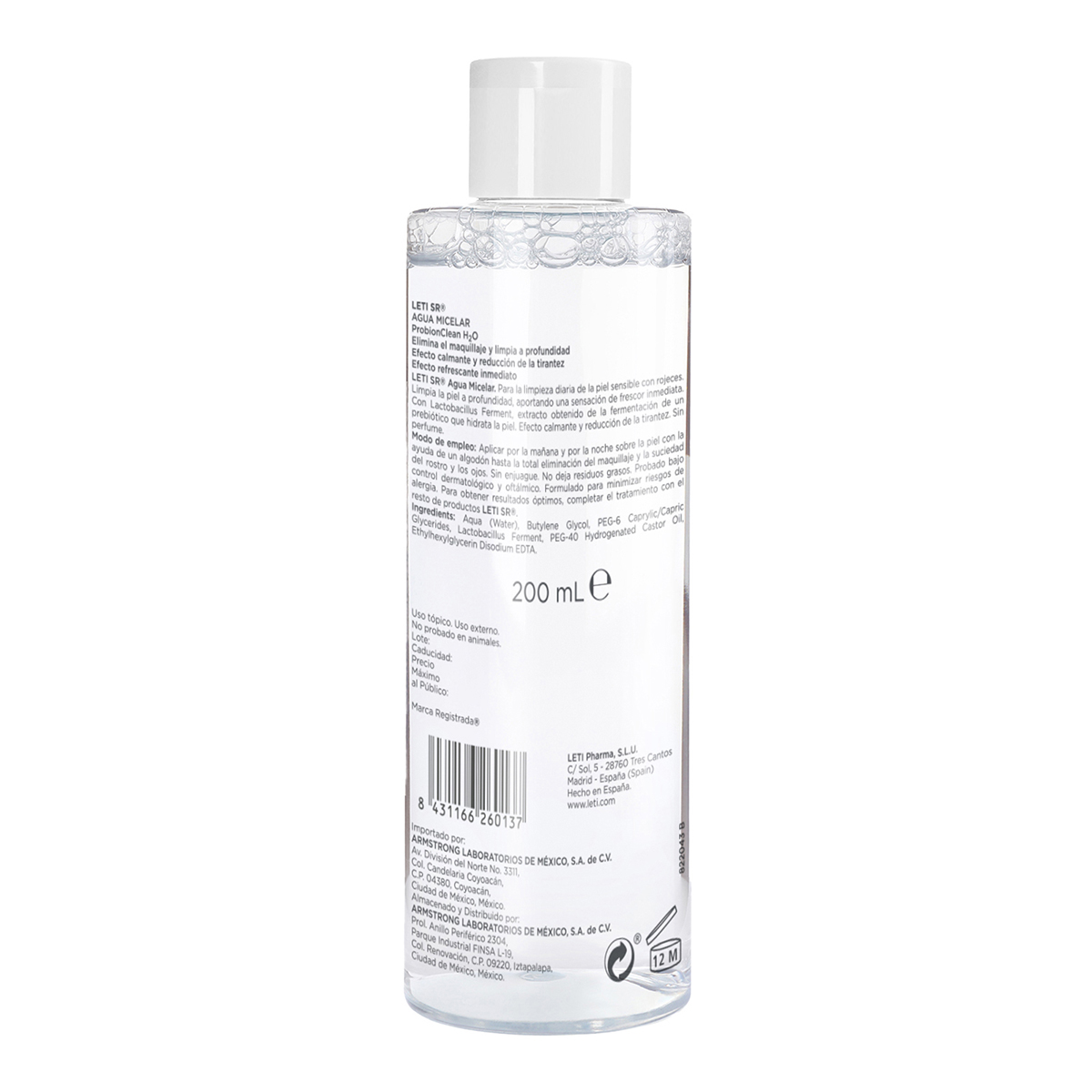 Leti Sr Agua Micelar C/200 Ml