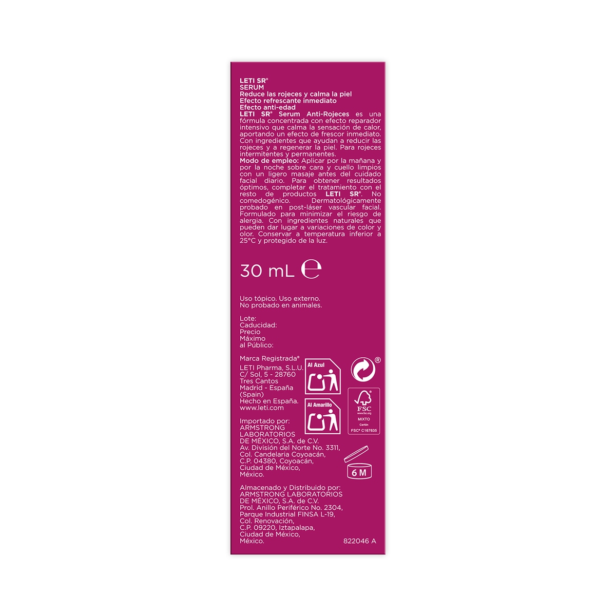 Leti Sr Suero Antirojes C/30 Ml