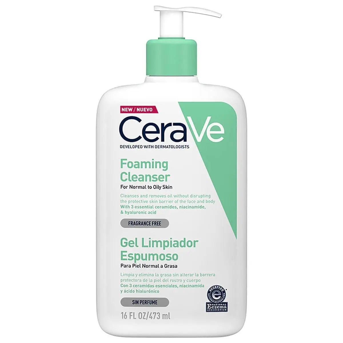 CeraVe Gel Limpiador Espumoso 473 ml para piel grasa con ceramidas.