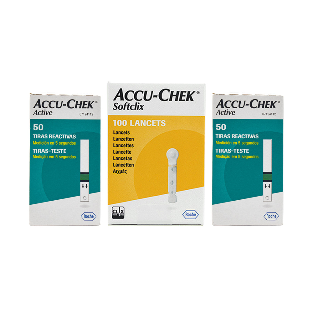 Pack Accu-Chek® Active: 100 Tiras + 100 Lancetas