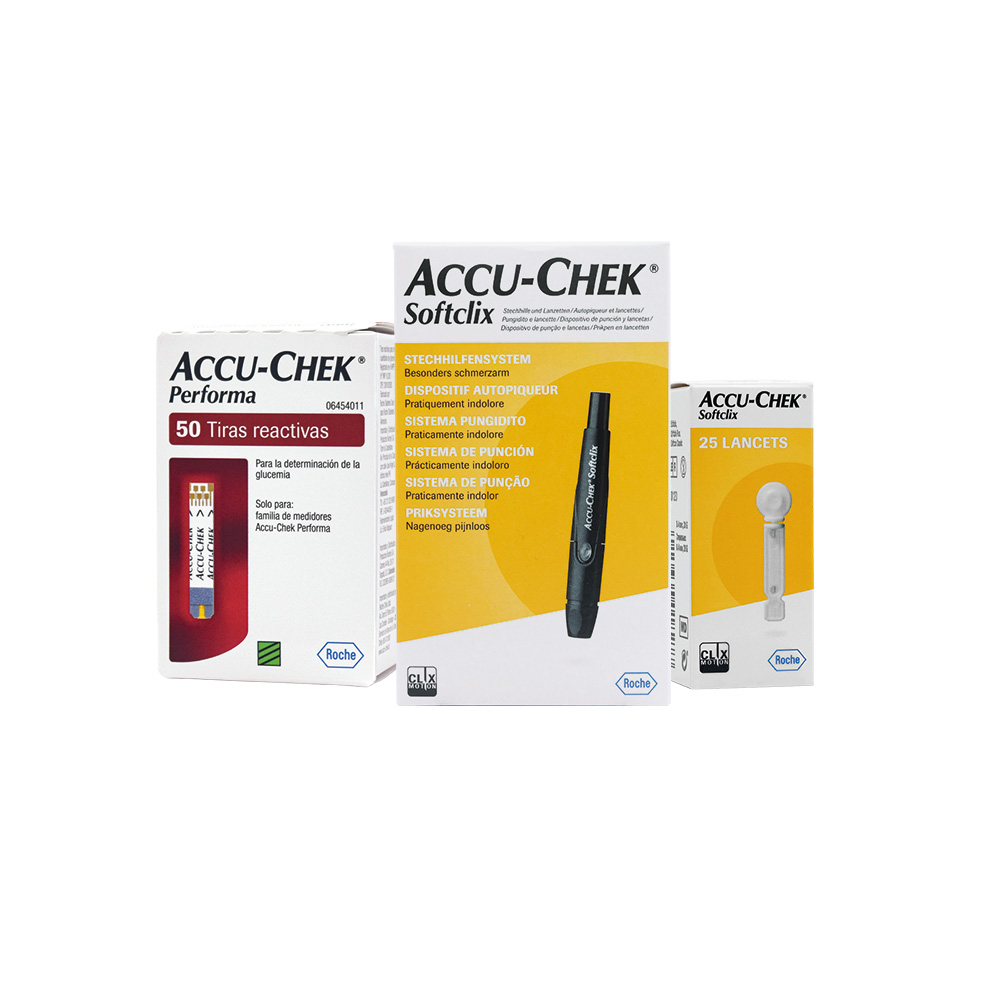 Pack Accu-Chek® Performa: 50 Tiras + 25 Lancetas + 1 Puncionador