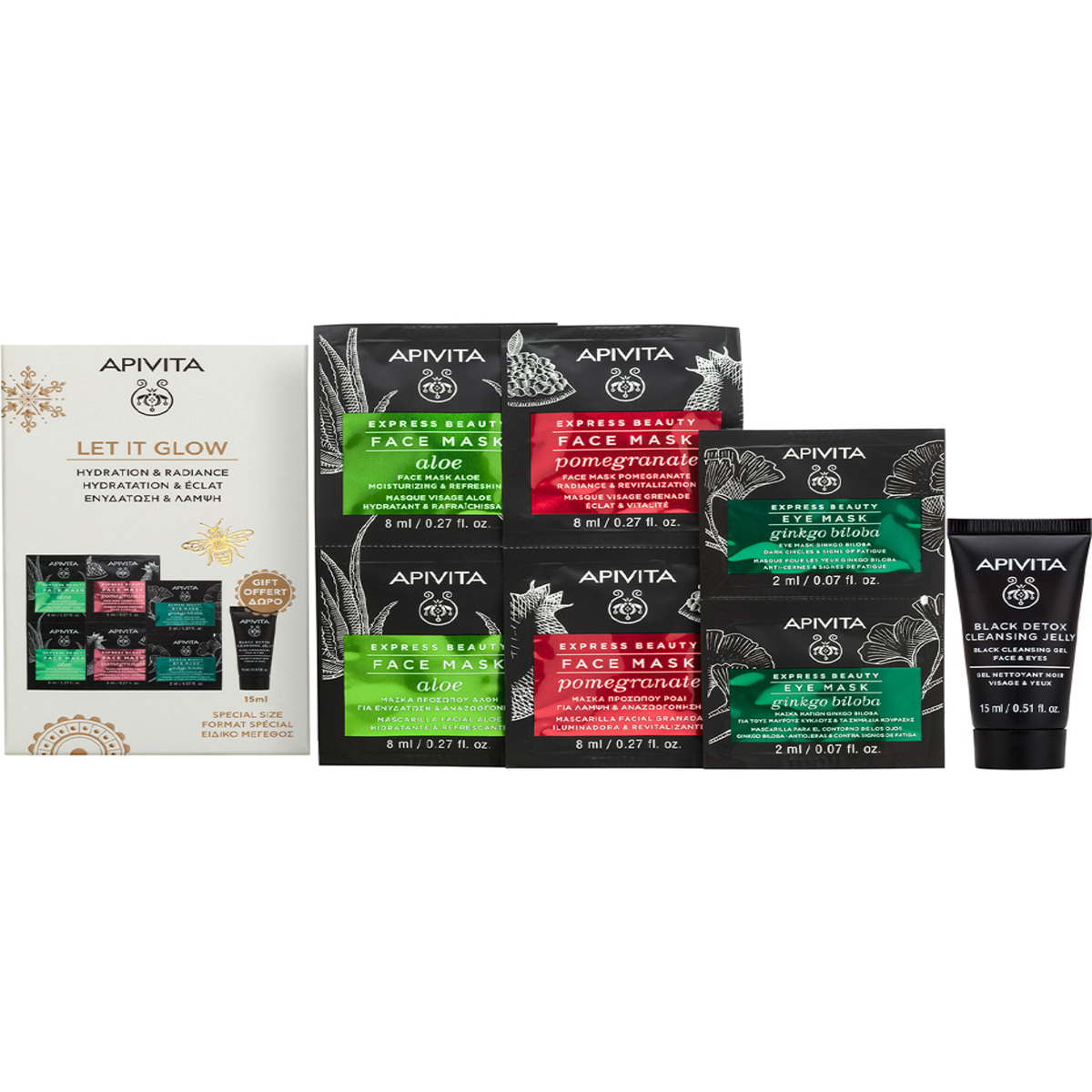 producto-Promo "Mascarilla Express Beauty Rostro Aloe 2X8ml  + Mascarilla Express Beauty Rostro Granada 2X8ml