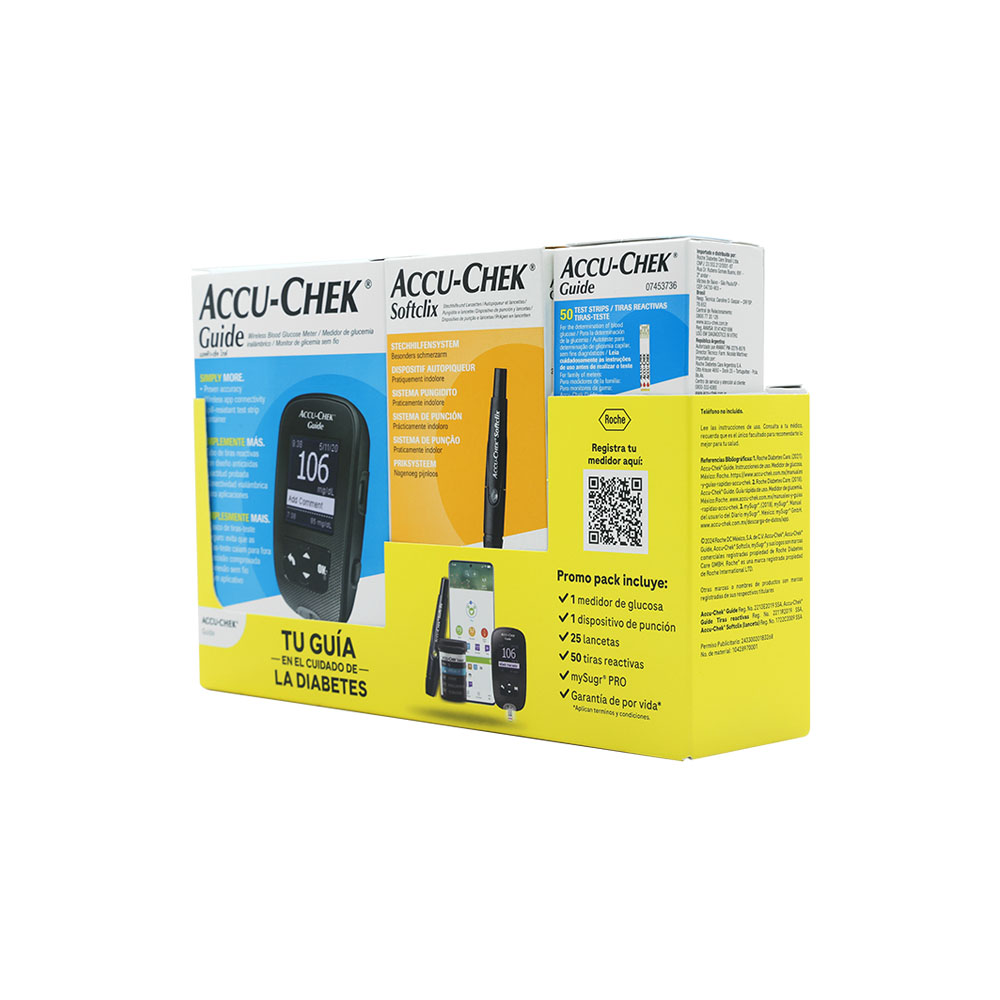 Promo Pack Accu-Chek® Guide + Softclix Kit + 50 Tiras Reactivas