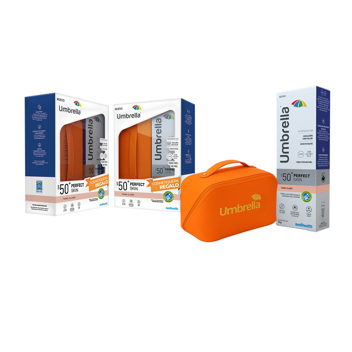Pack Umbrella Perfect Skin Tono Claro + Cosmetiquera