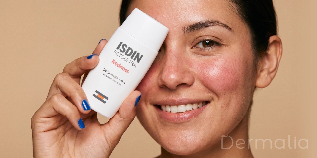 Protector solar para rosácea en piel con sensibilidad y enrojecimiento facial.