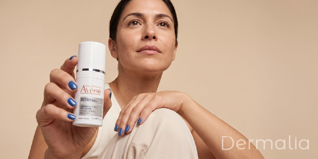 Tratamiento Avène Retrinal Ojos para mejorar la apariencia de líneas finas, bolsas y ojeras en el contorno de ojos.