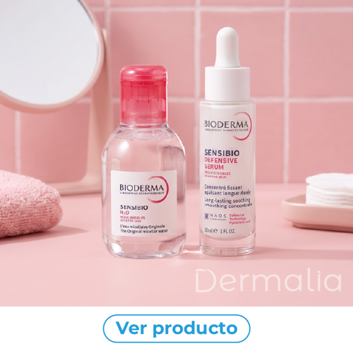 Kit Bioderma para piel sensible. Kit Bioderma Sensibio con agua micelar y sérum para piel sensible.
