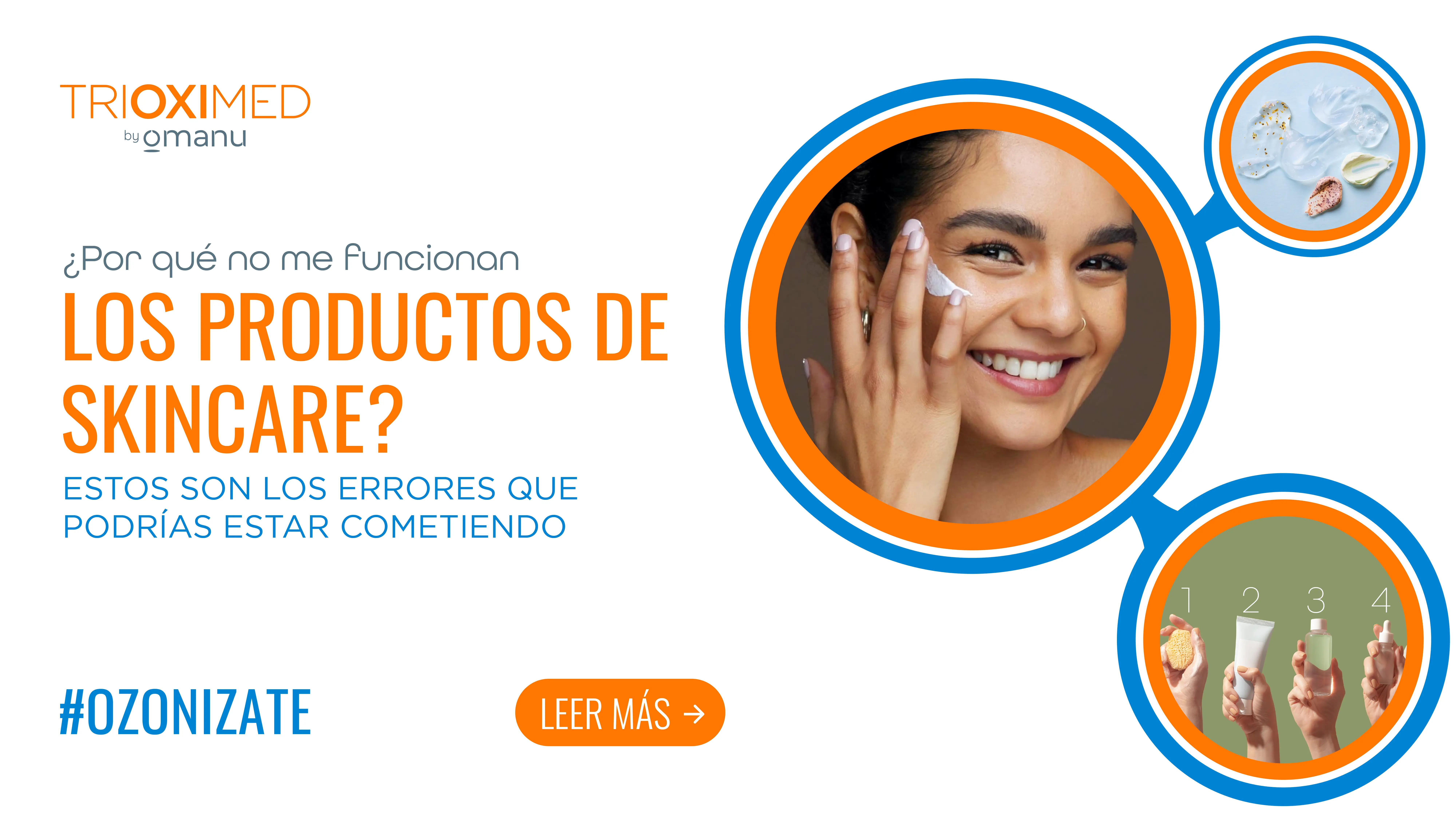 Productos de skincare: Mujer aplicando crema facial y rutina de cuidado de la piel